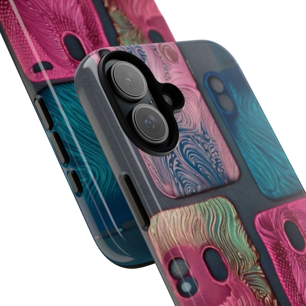 Tough Case - Colorful Textured Phone Case (Protective, Artistic Swirl Design)