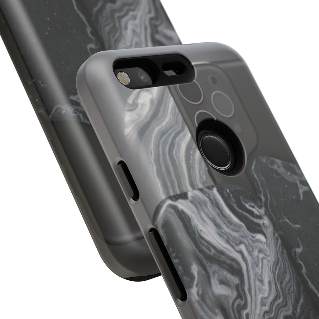 Black Marble Tough Phone Case — Protective iPhone Cover with Marble Texture