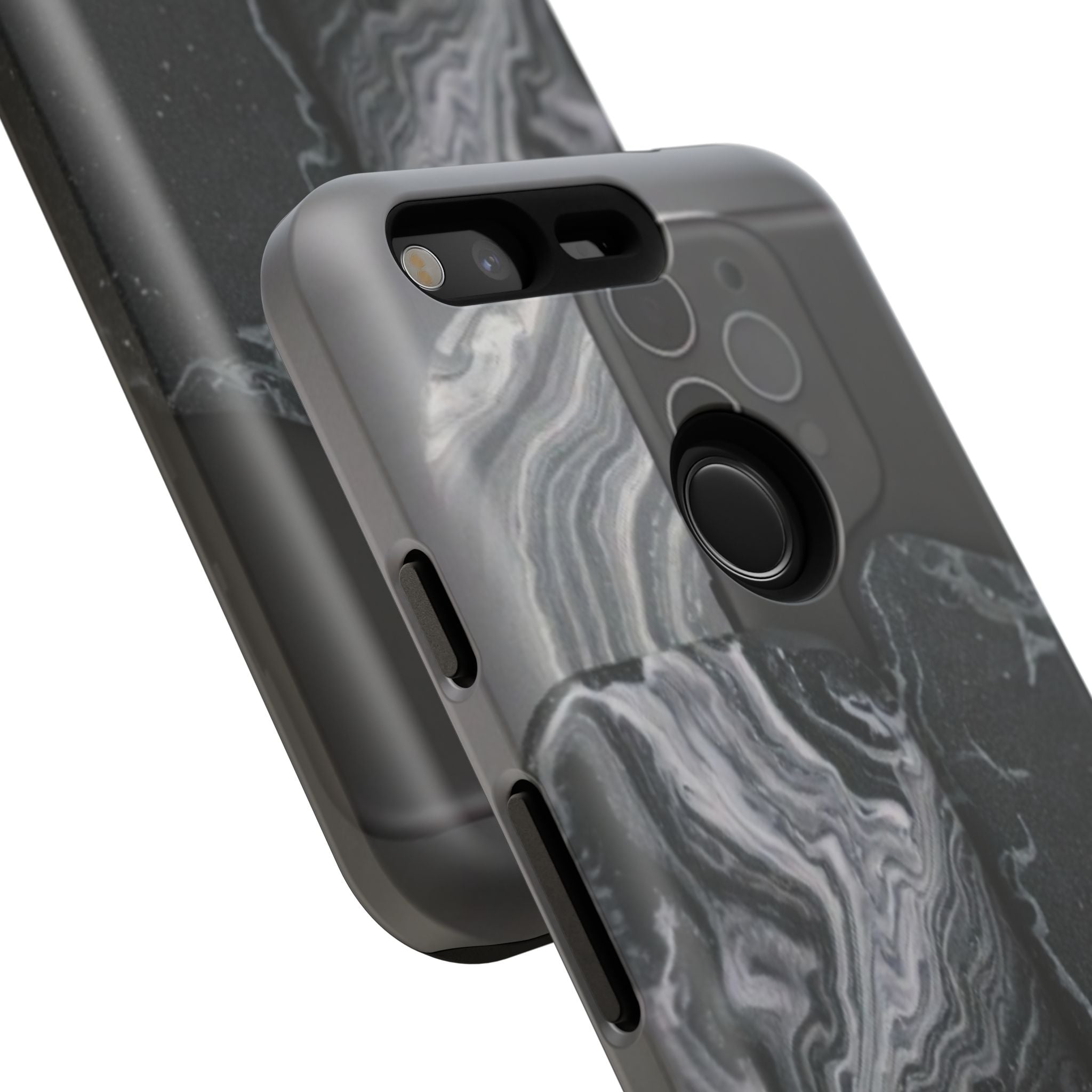 Black Marble Tough Phone Case — Protective iPhone Cover with Marble Texture