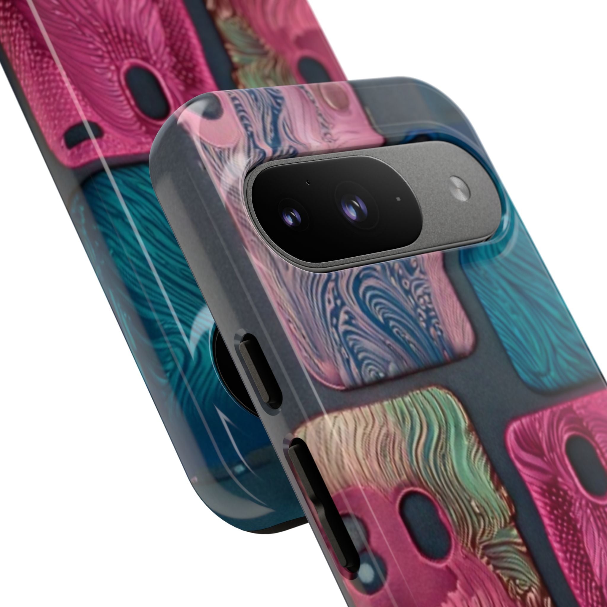 Tough Case - Colorful Textured Phone Case (Protective, Artistic Swirl Design)