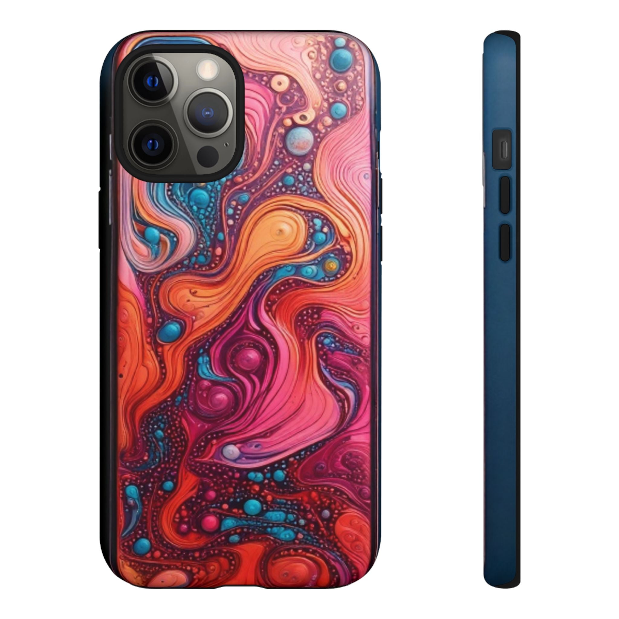 Abstract Swirl Tough Phone Case — Colorful Liquid Art Protective Cover