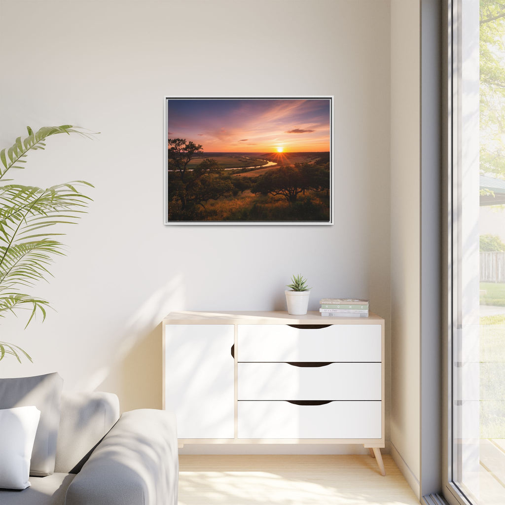 Sunset River Matte Canvas Framed Wall Art