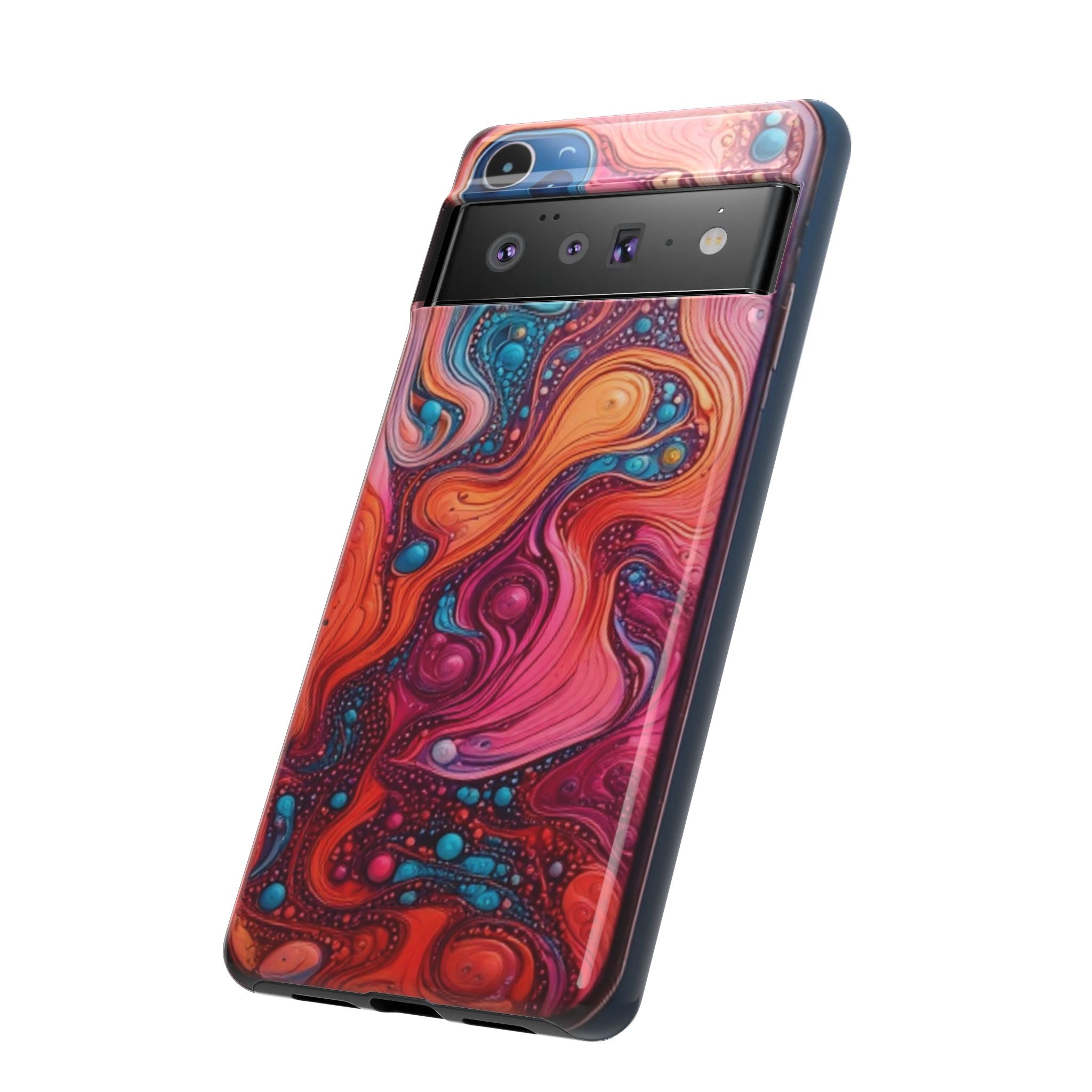 Abstract Swirl Tough Phone Case — Colorful Liquid Art Protective Cover