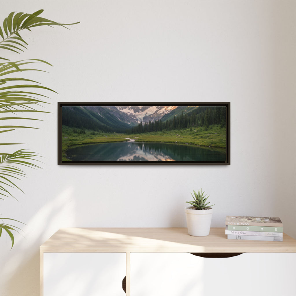 Matte Framed Canvas - Mountain Lake Landscape Wall Art