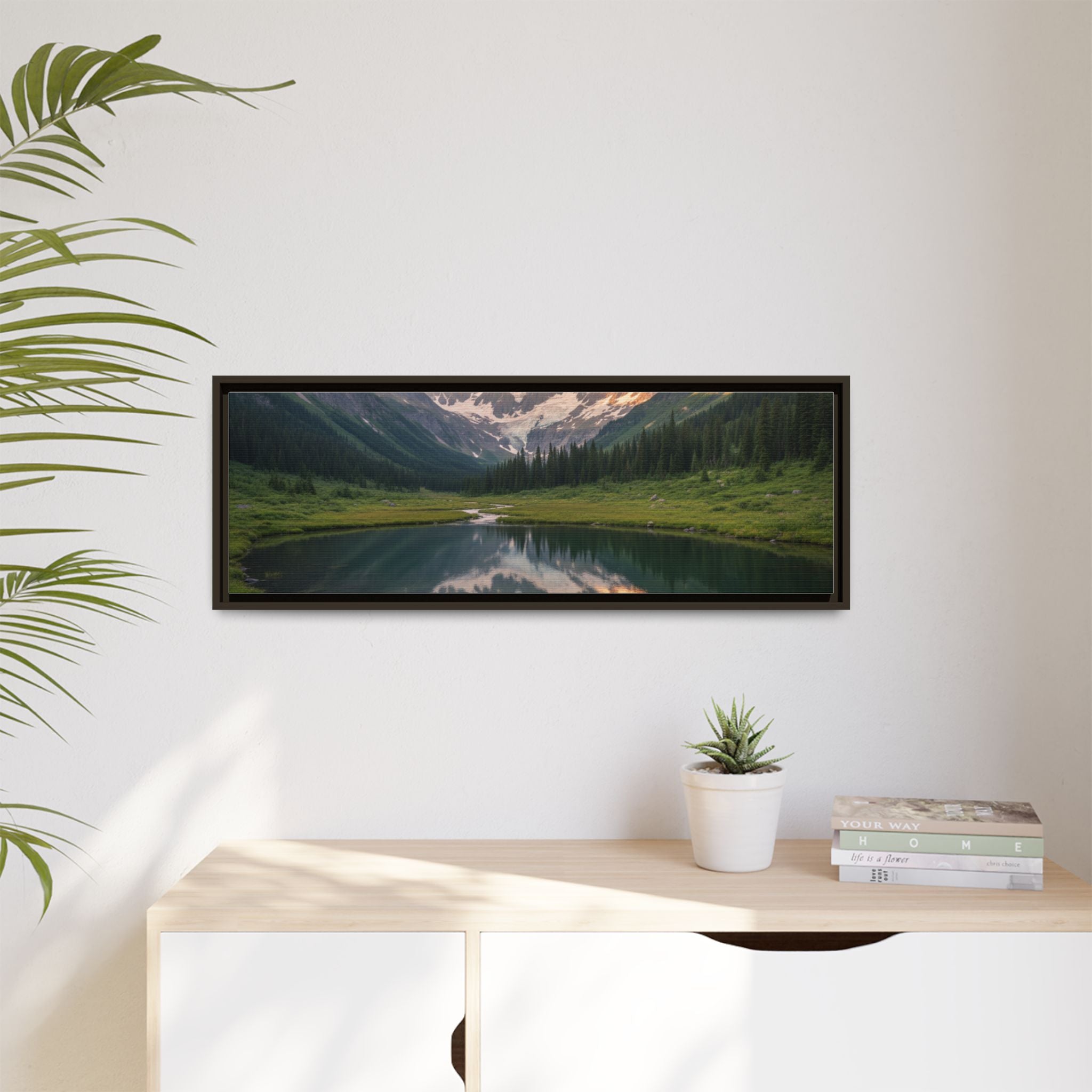 Matte Framed Canvas - Mountain Lake Landscape Wall Art
