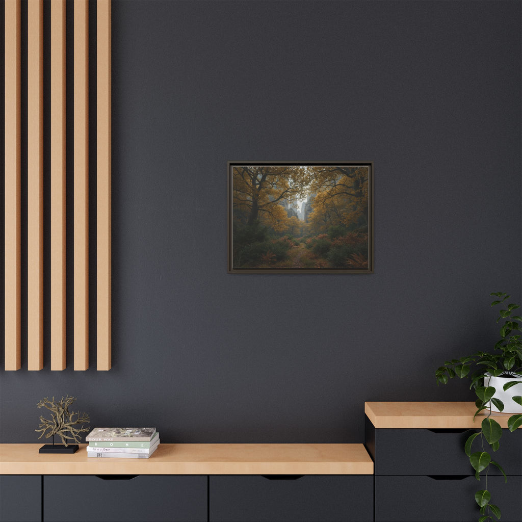 Autumn Forest Path Matte Canvas Print — Framed Wall Art