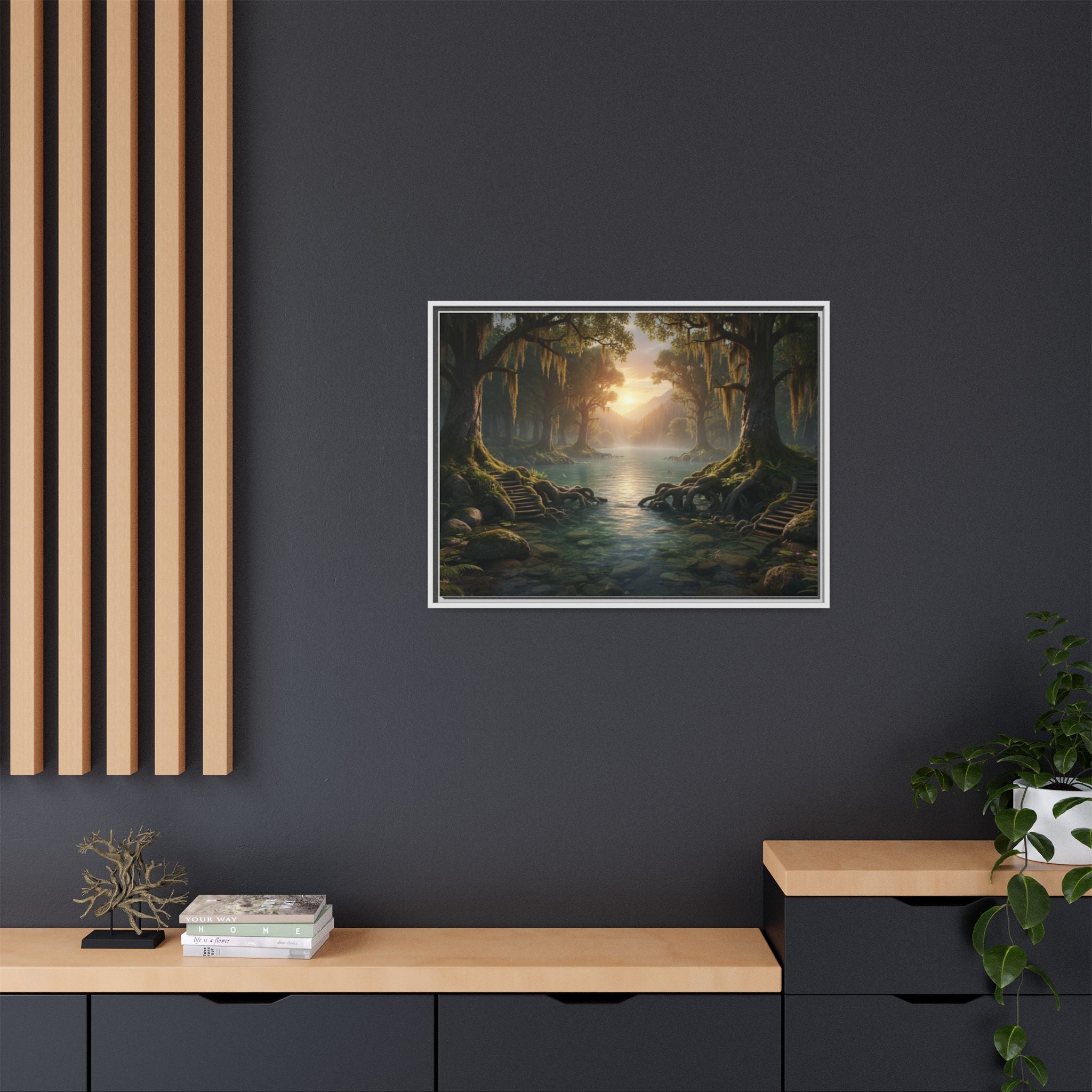 Framed Matte Canvas Art - Step In To The Water