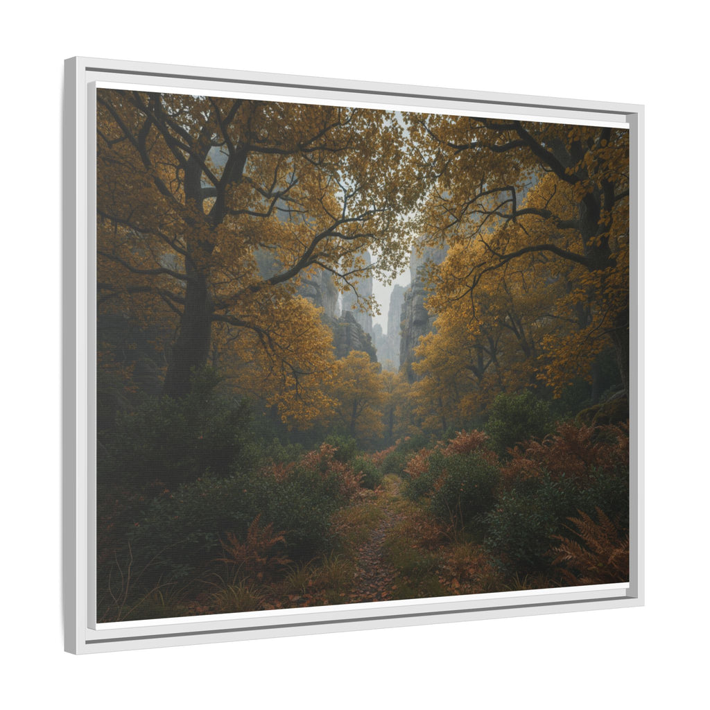 Autumn Forest Path Matte Canvas Print — Framed Wall Art