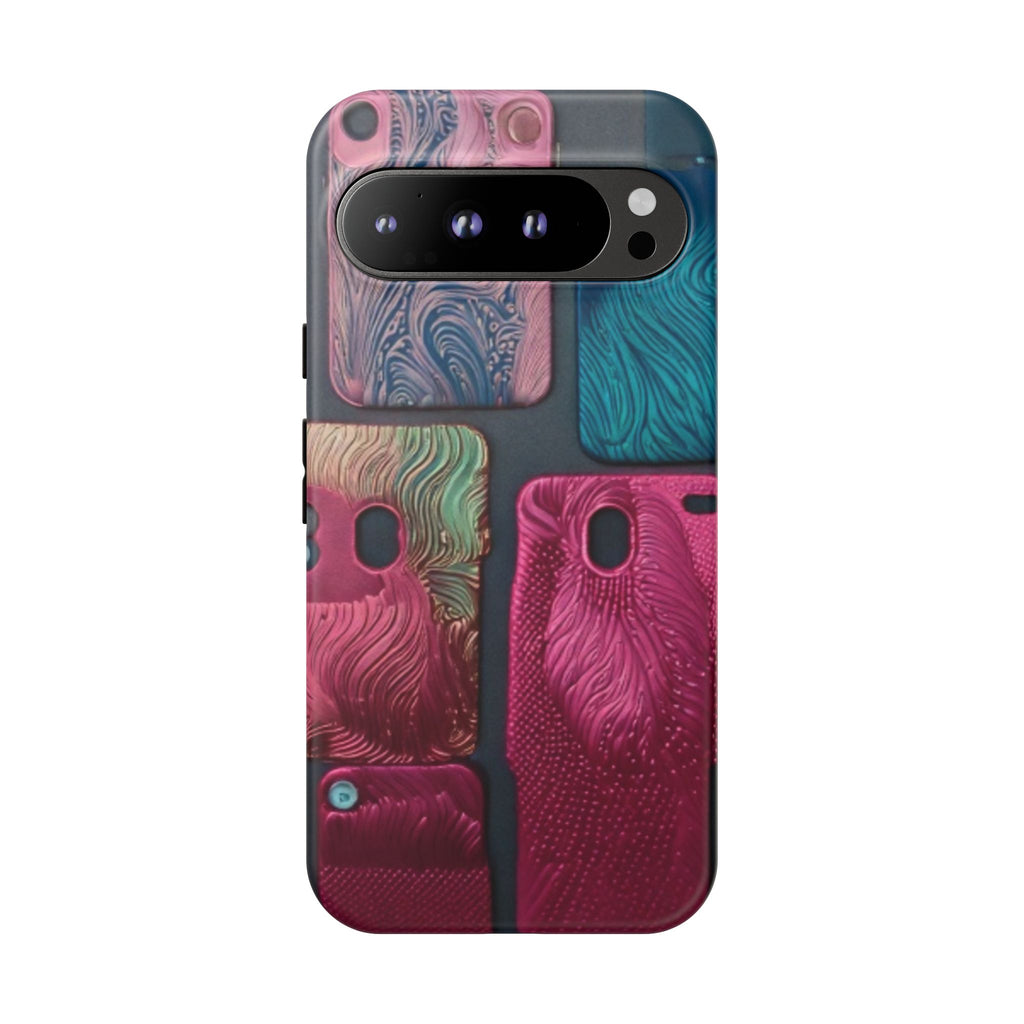 Tough Case - Colorful Textured Phone Case (Protective, Artistic Swirl Design)