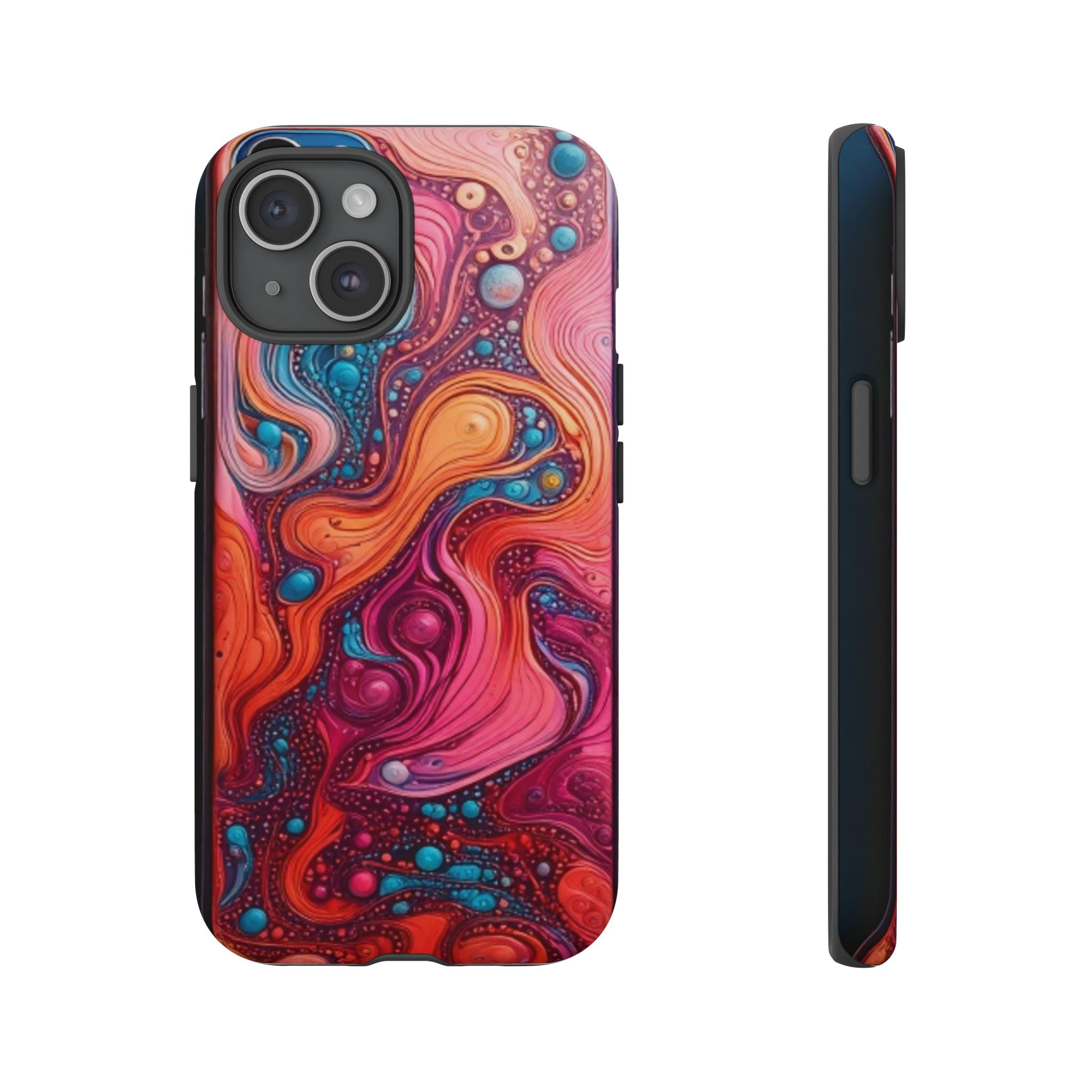 Abstract Swirl Tough Phone Case — Colorful Liquid Art Protective Cover
