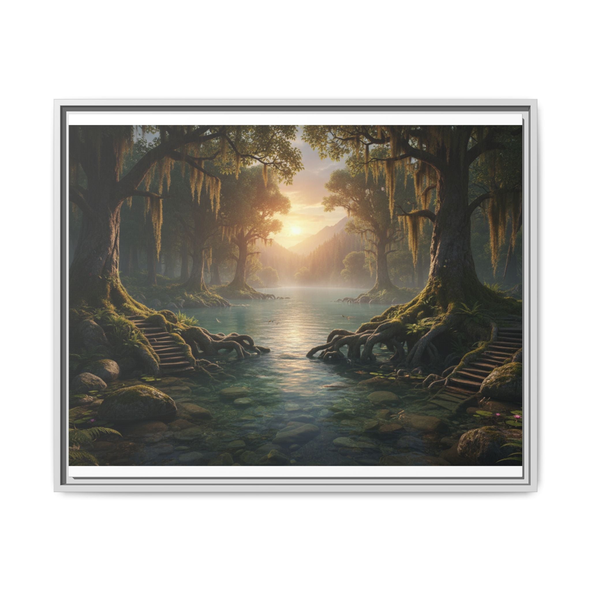 Framed Matte Canvas Art - Step In To The Water