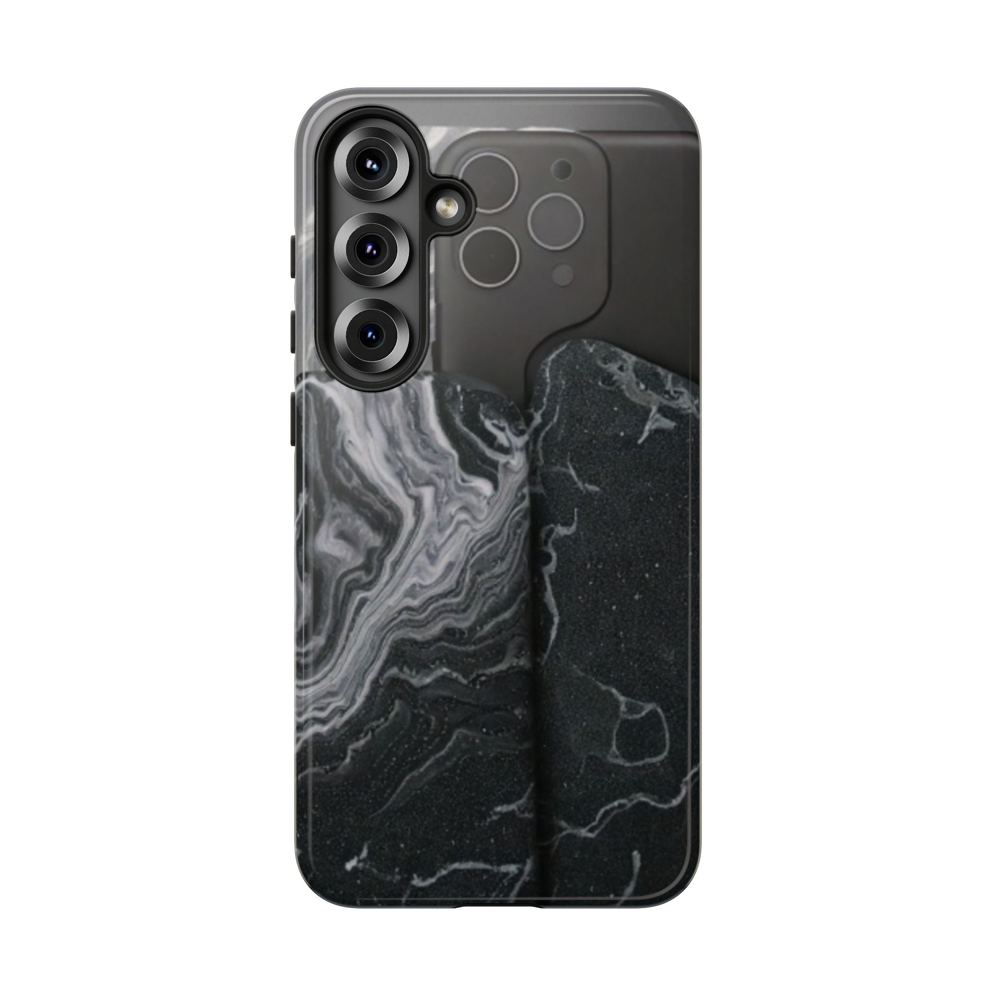 Black Marble Tough Phone Case — Protective iPhone Cover with Marble Texture