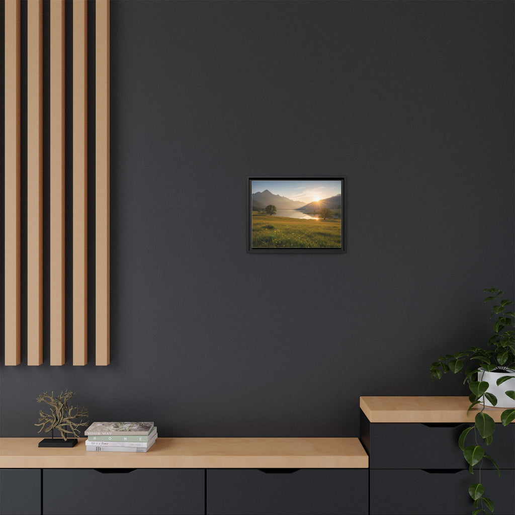 Sunrise Mountain Lake Matte Canvas — Framed Landscape Wall Art