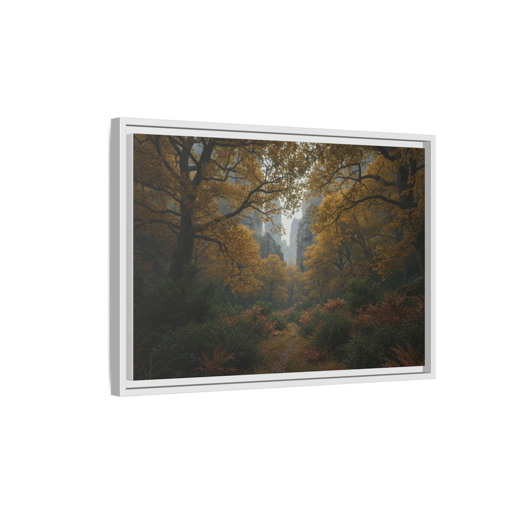 Autumn Forest Path Matte Canvas Print — Framed Wall Art