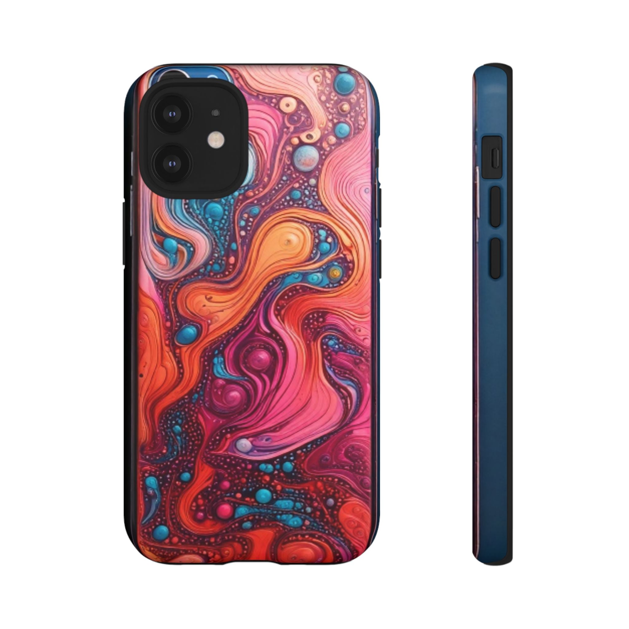 Abstract Swirl Tough Phone Case — Colorful Liquid Art Protective Cover