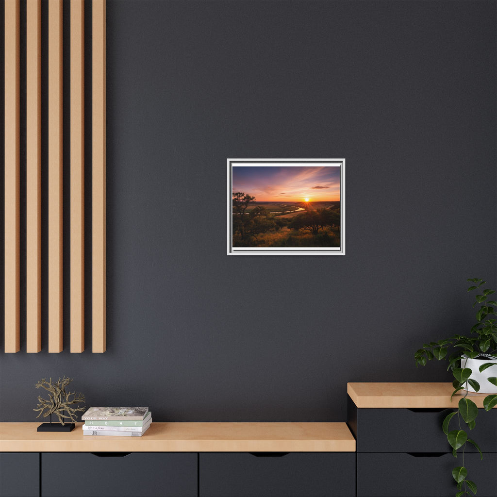 Sunset River Matte Canvas Framed Wall Art
