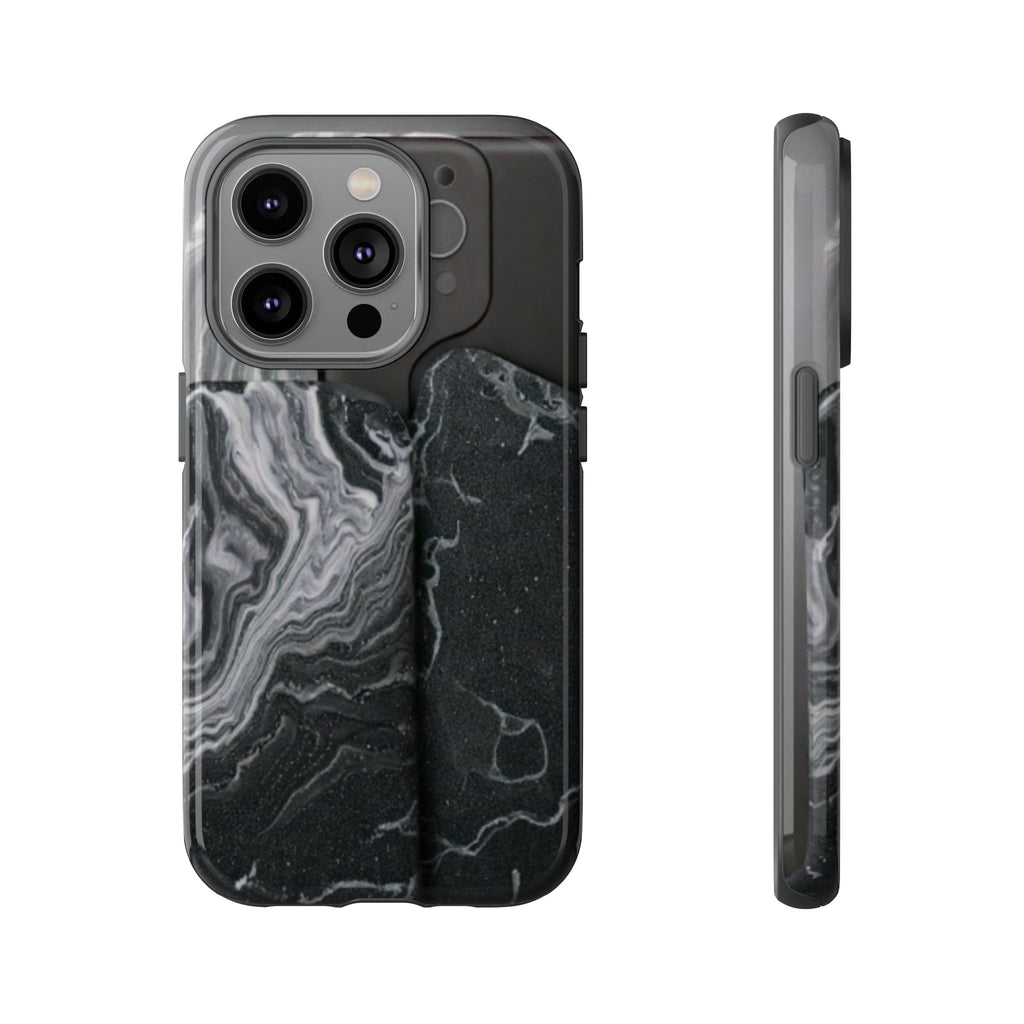 Black Marble Tough Phone Case — Protective iPhone Cover with Marble Texture