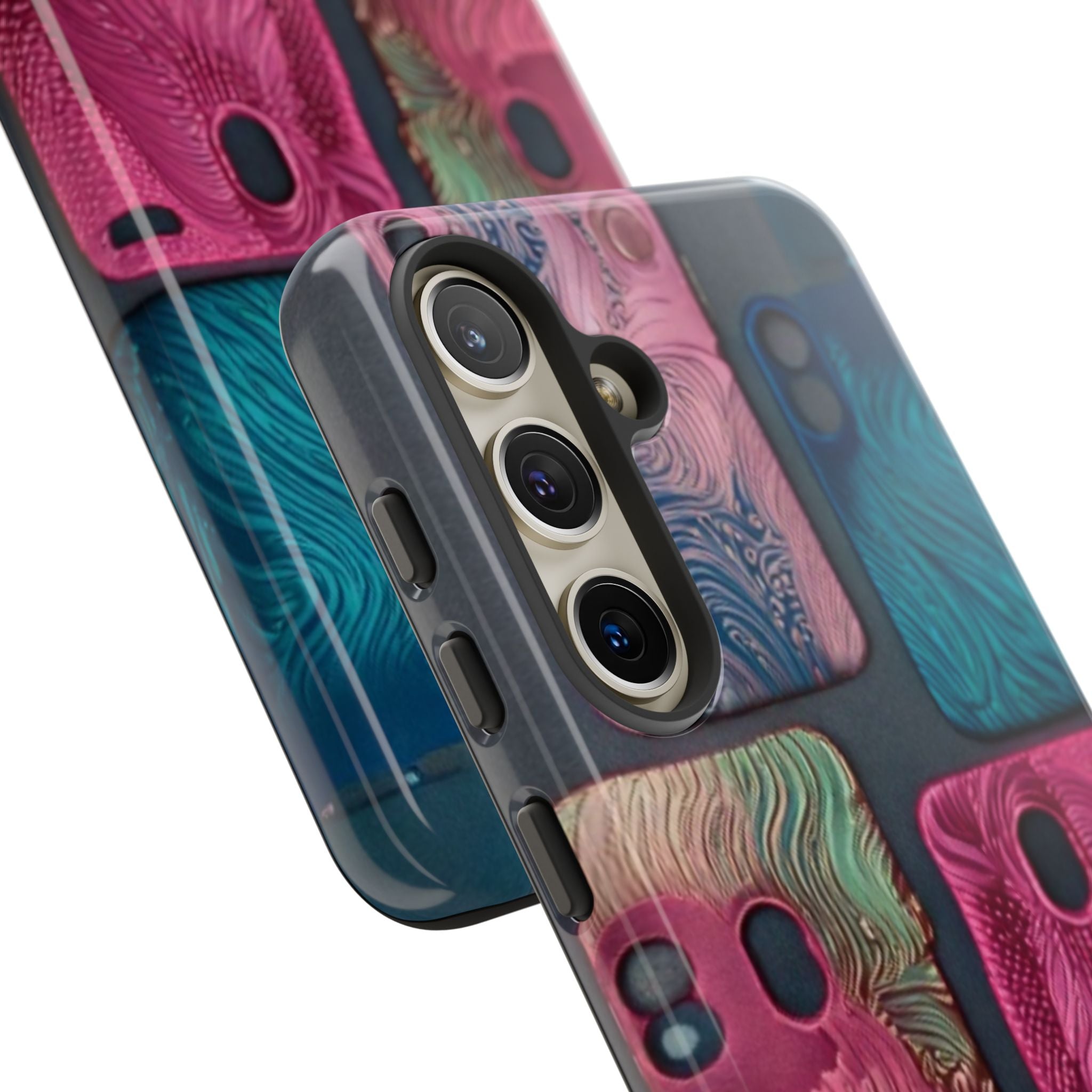 Tough Case - Colorful Textured Phone Case (Protective, Artistic Swirl Design)