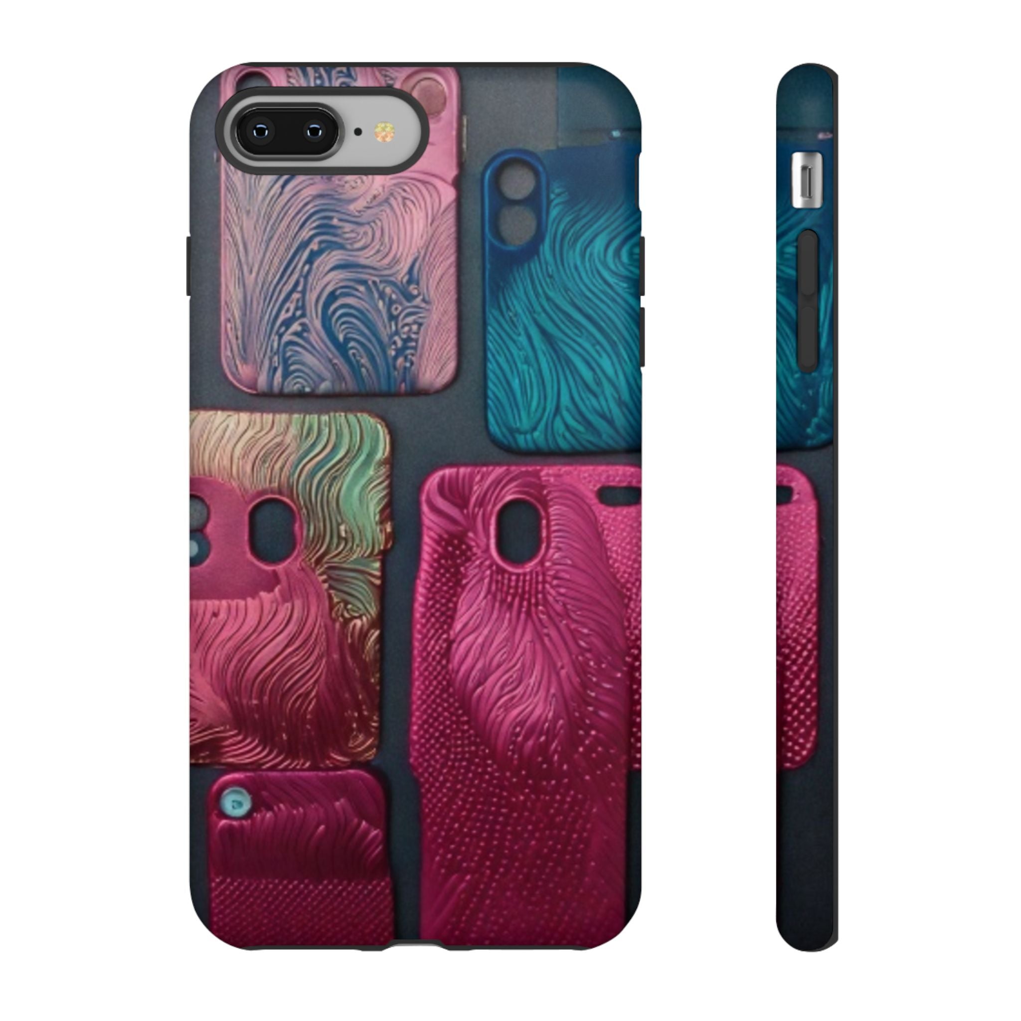 Tough Case - Colorful Textured Phone Case (Protective, Artistic Swirl Design)