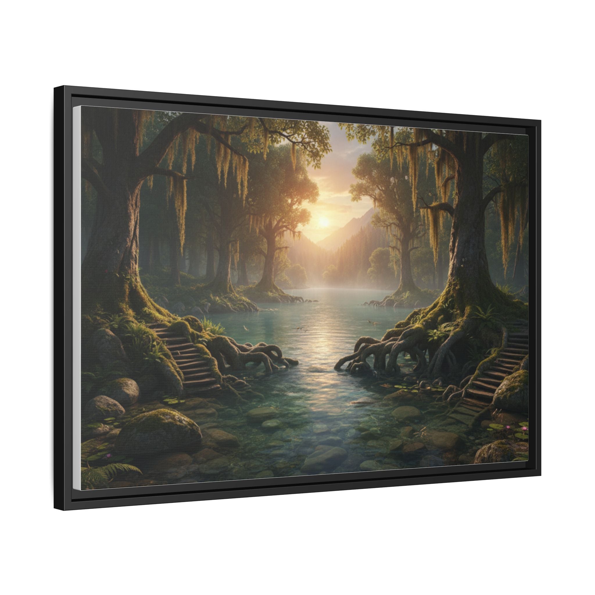 Framed Matte Canvas Art - Step In To The Water