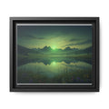 Framed Matte Canvas Print — Serene Green Mountain Lake Landscape