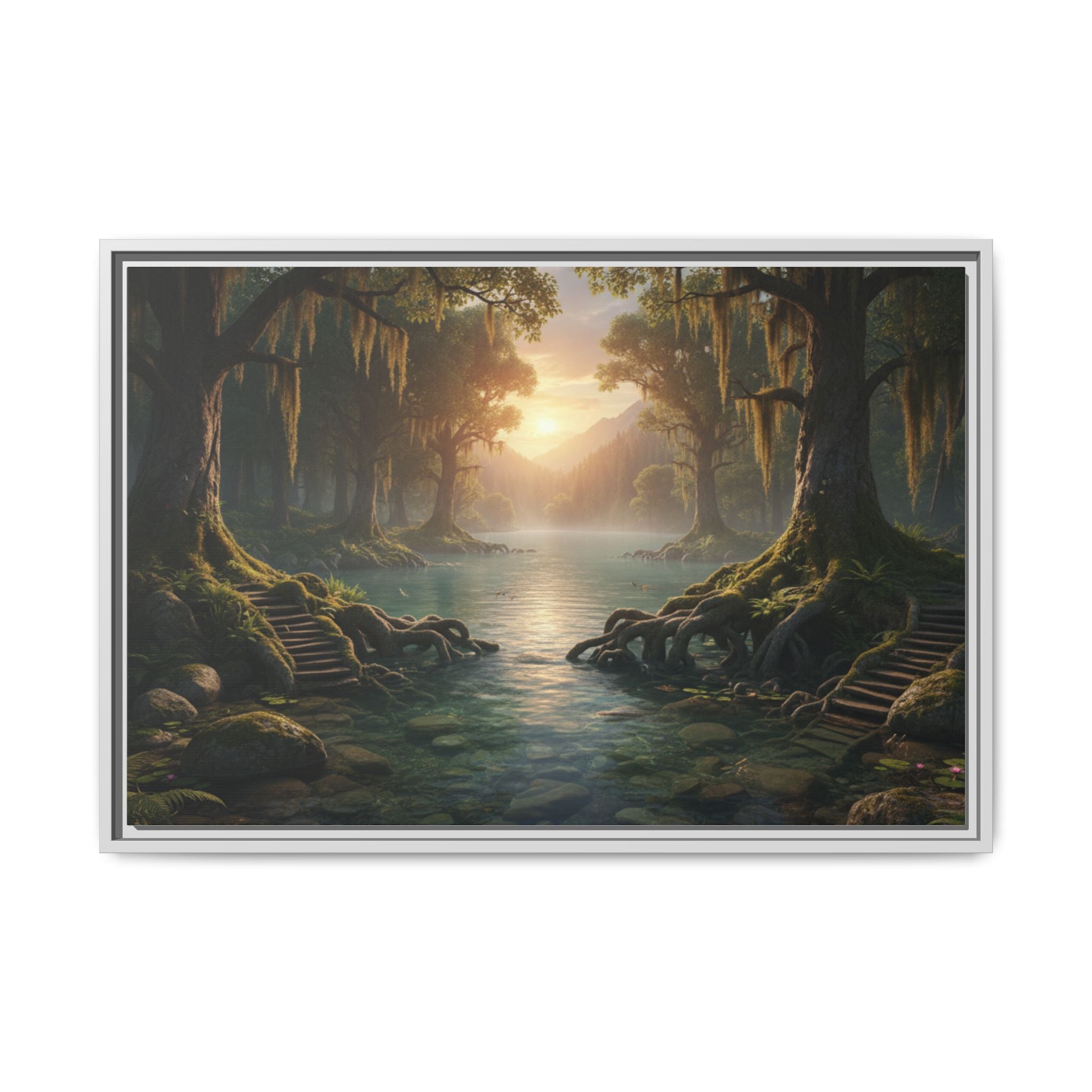 Framed Matte Canvas Art - Step In To The Water