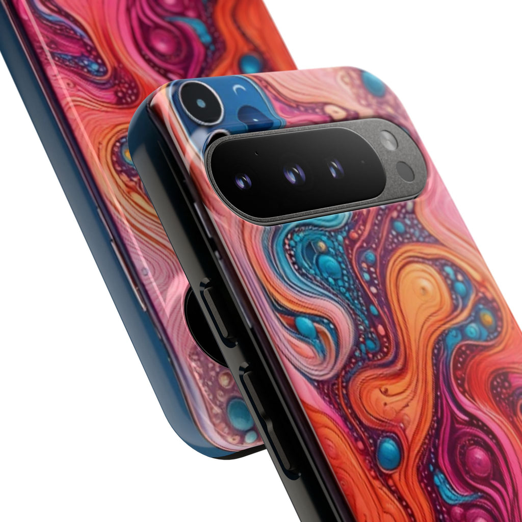 Abstract Swirl Tough Phone Case — Colorful Liquid Art Protective Cover