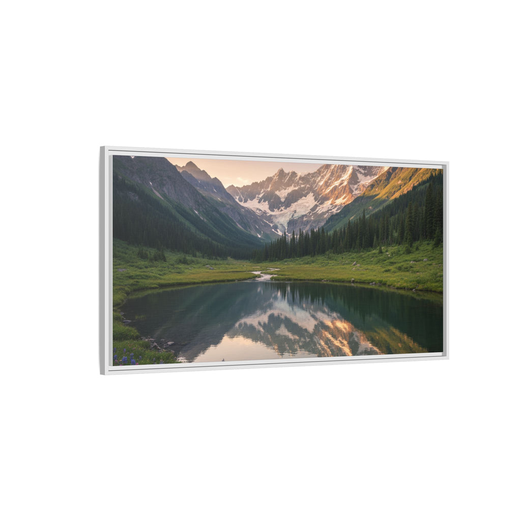 Matte Framed Canvas - Mountain Lake Landscape Wall Art