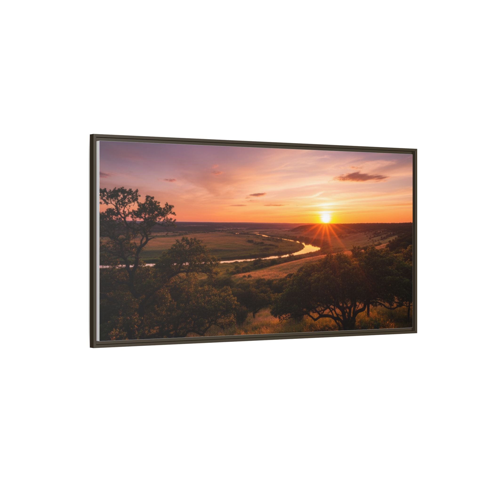 Sunset River Matte Canvas Framed Wall Art
