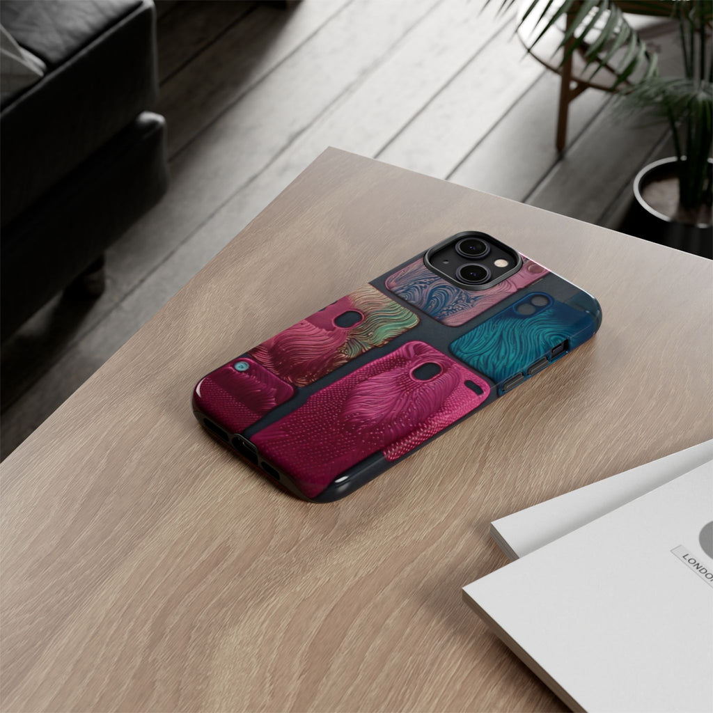 Tough Case - Colorful Textured Phone Case (Protective, Artistic Swirl Design)