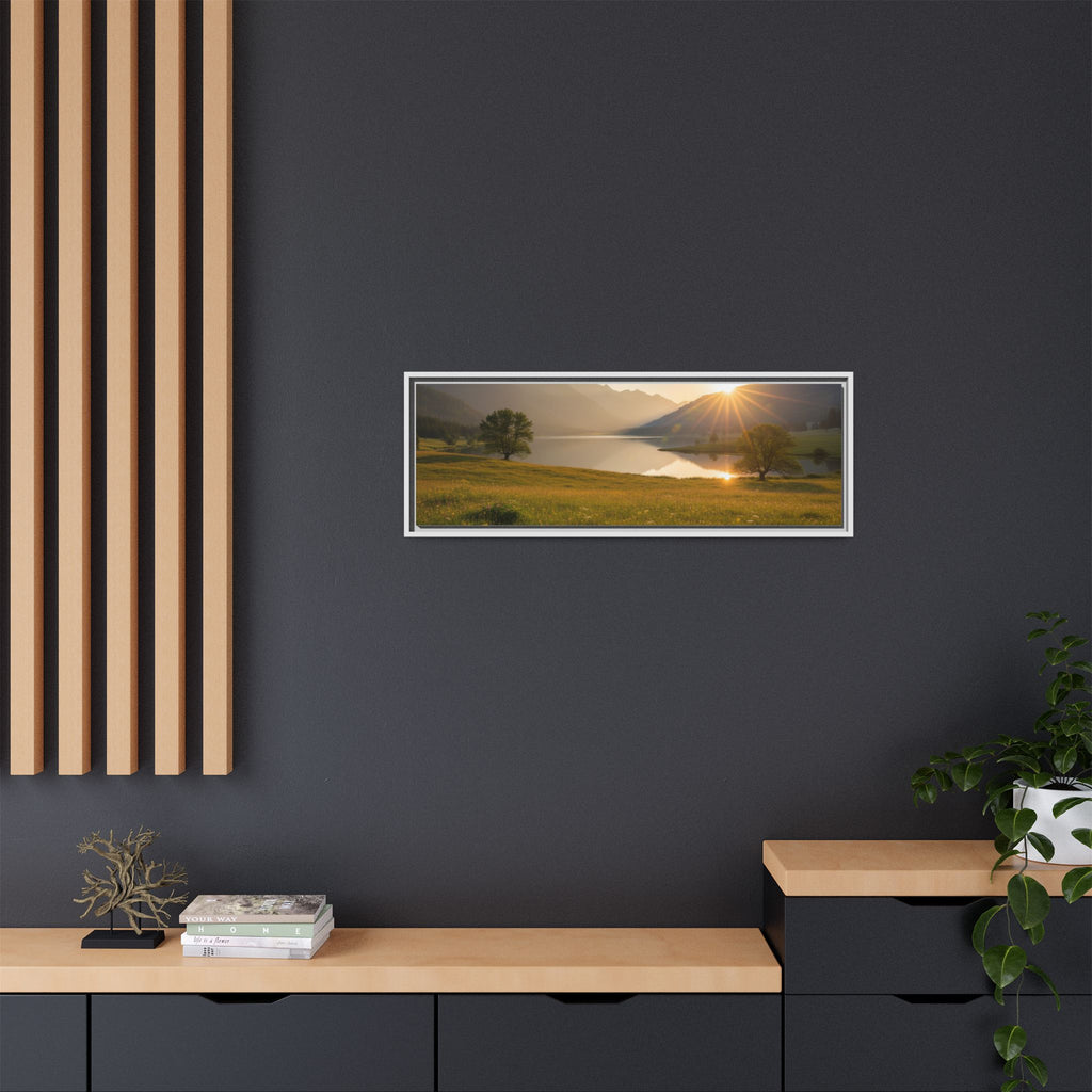 Sunrise Mountain Lake Matte Canvas — Framed Landscape Wall Art