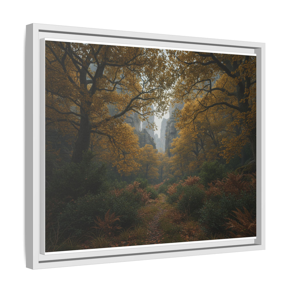 Autumn Forest Path Matte Canvas Print — Framed Wall Art