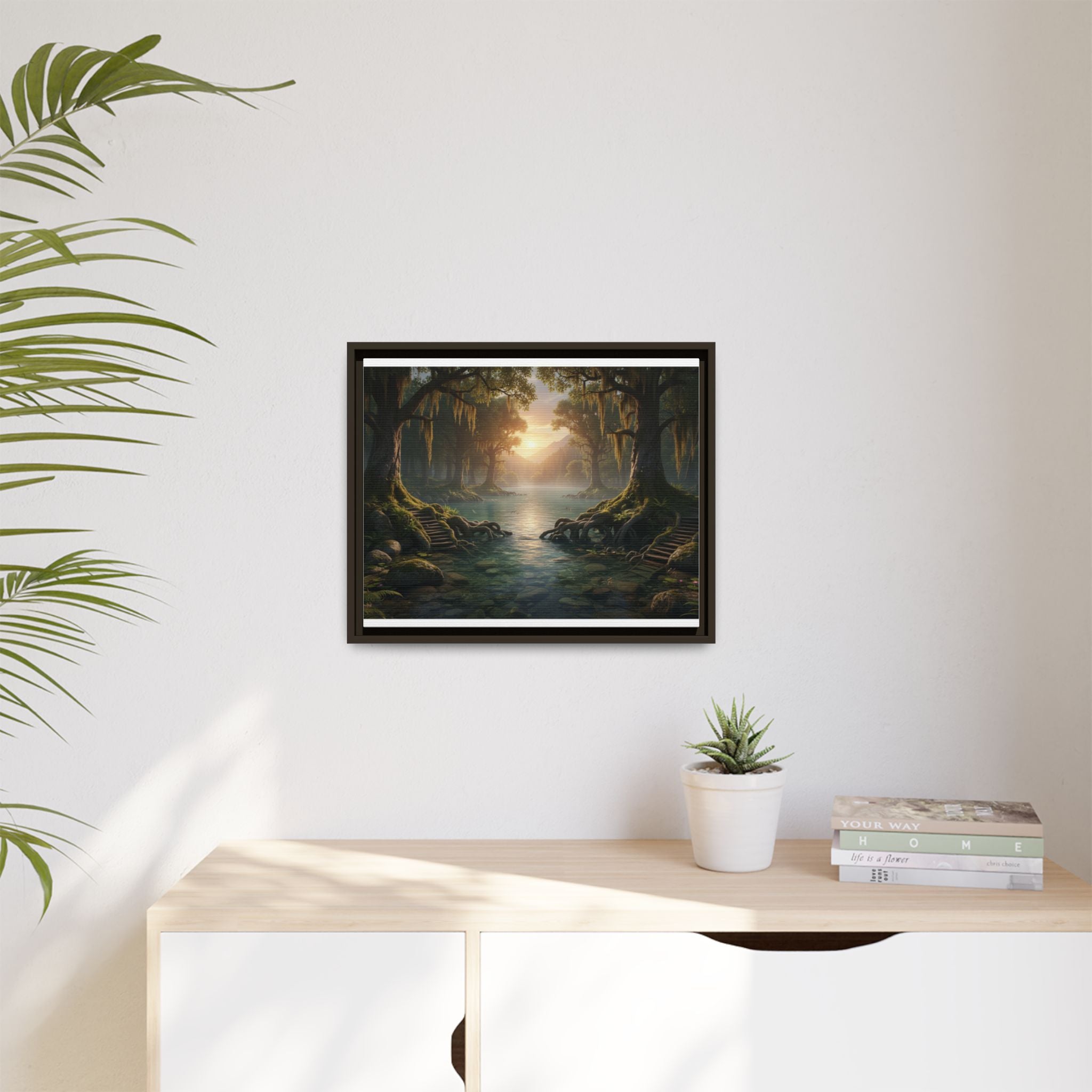 Framed Matte Canvas Art - Step In To The Water