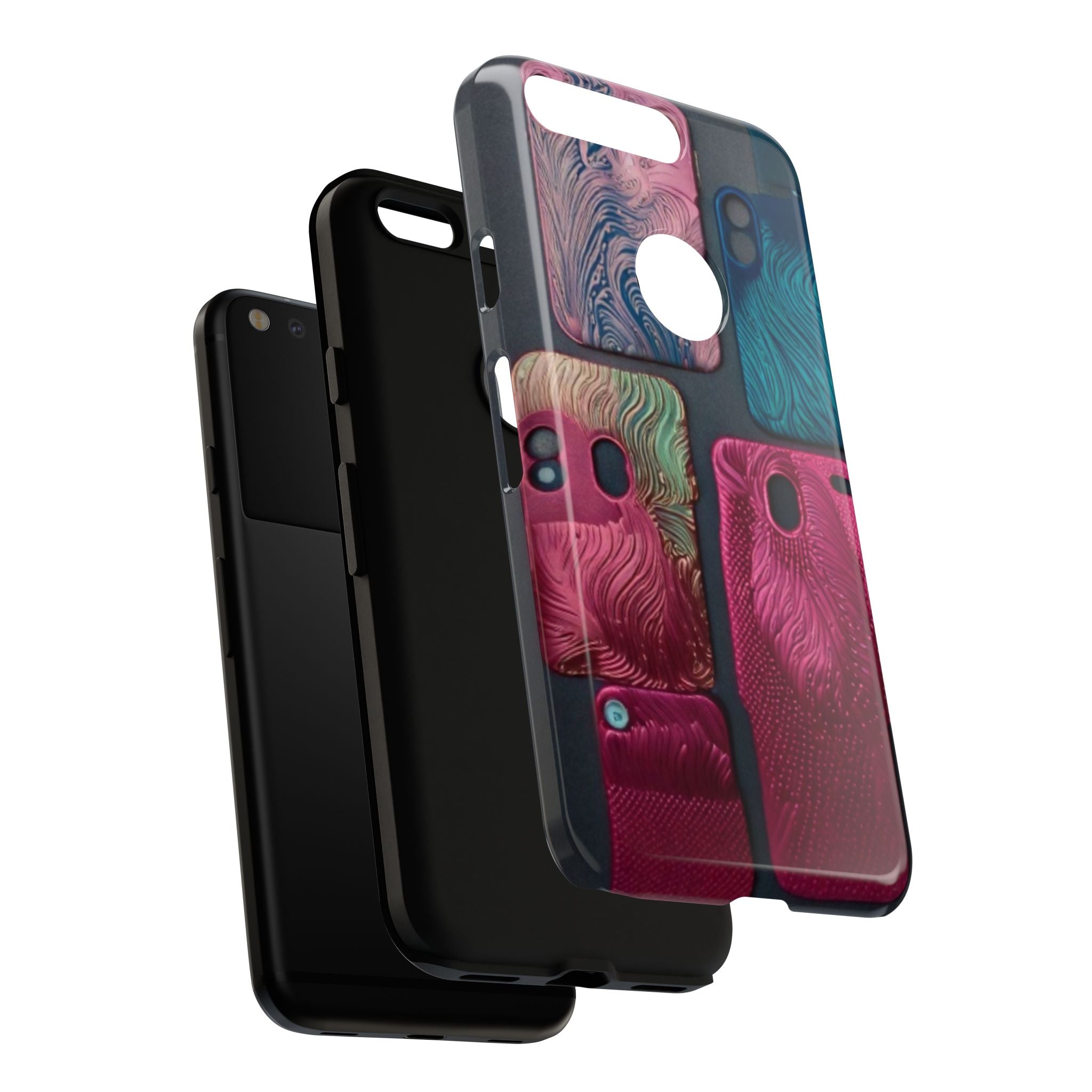 Tough Case - Colorful Textured Phone Case (Protective, Artistic Swirl Design)