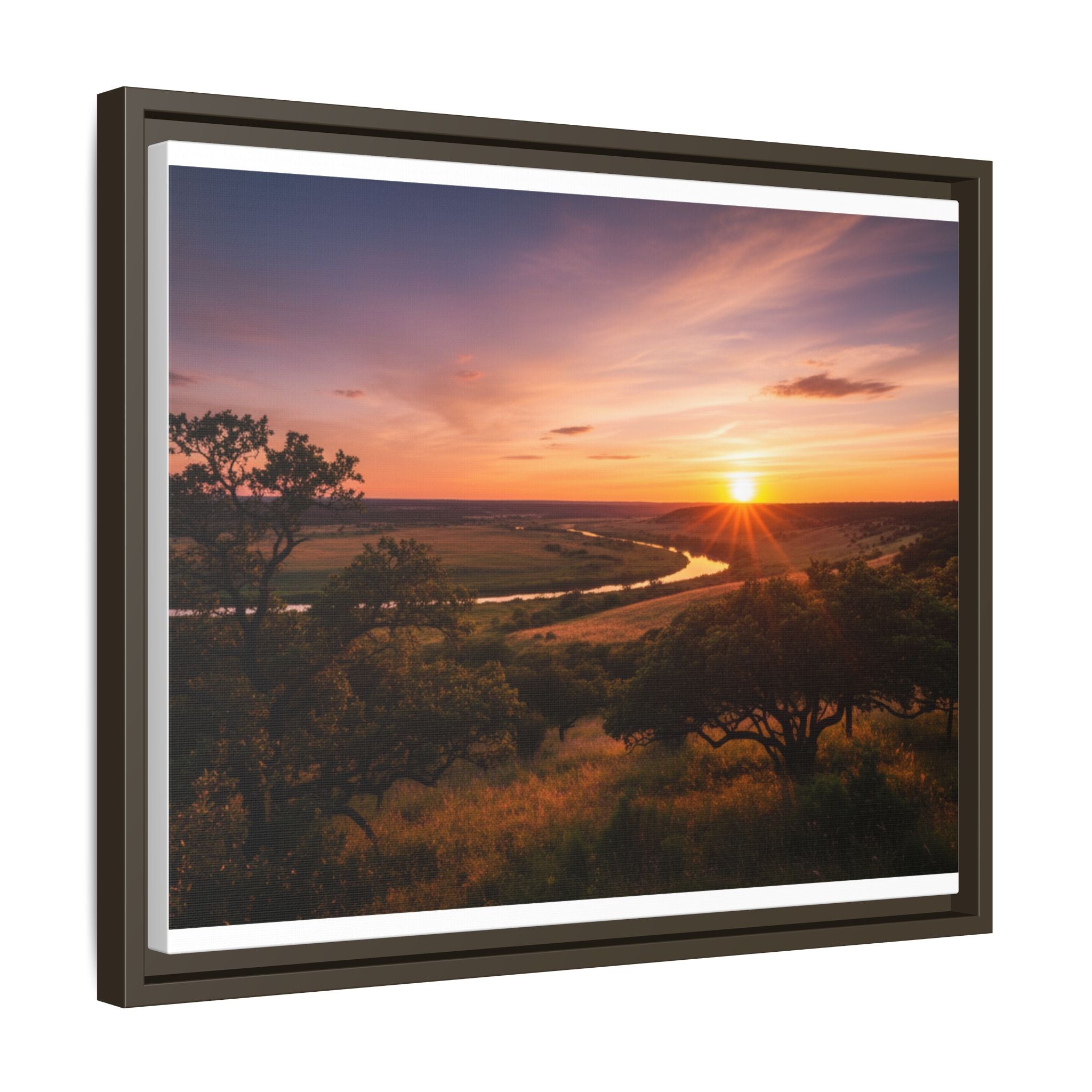 Sunset River Matte Canvas Framed Wall Art