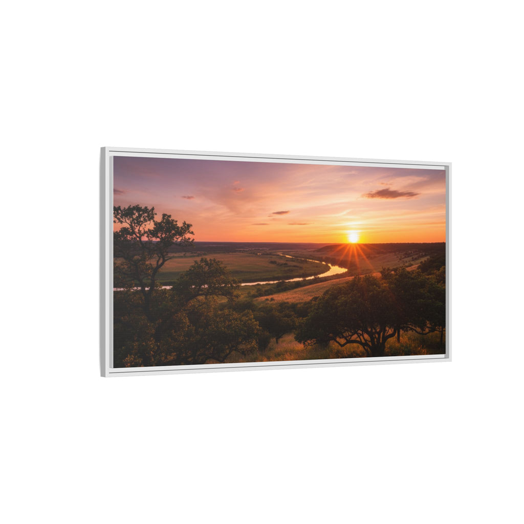 Sunset River Matte Canvas Framed Wall Art