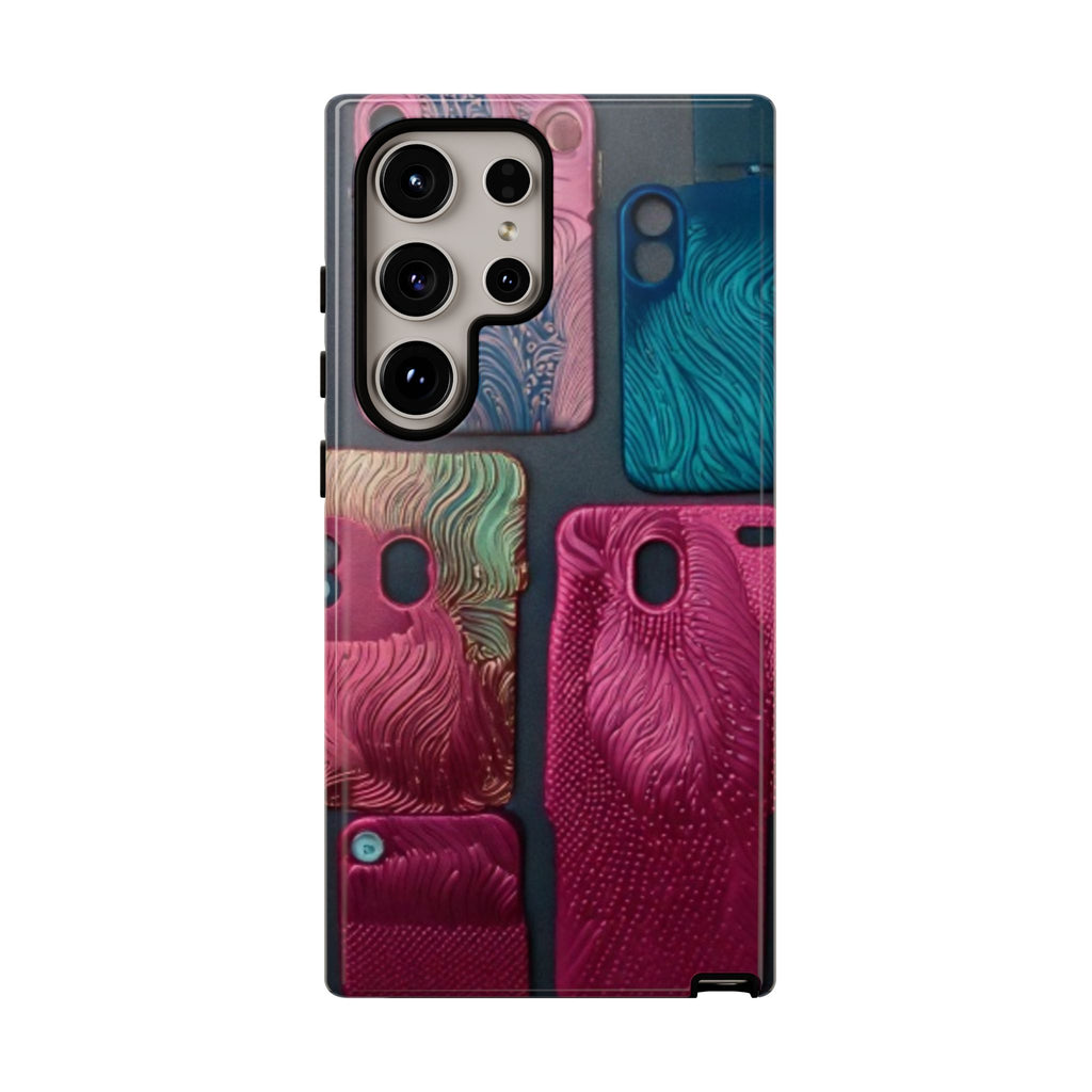Tough Case - Colorful Textured Phone Case (Protective, Artistic Swirl Design)