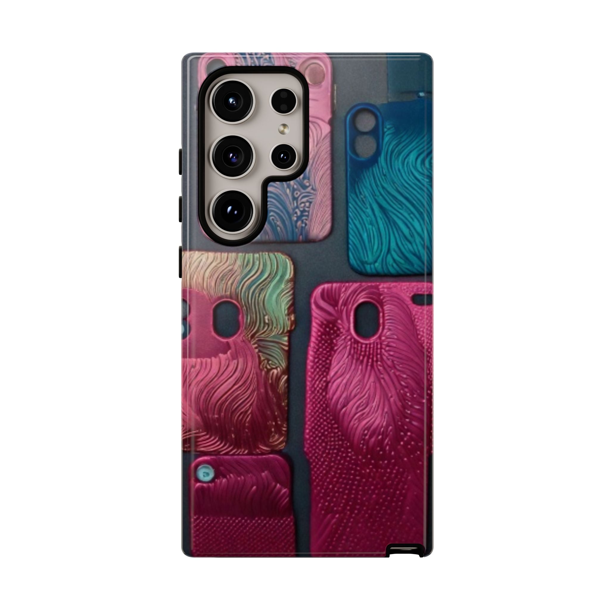 Tough Case - Colorful Textured Phone Case (Protective, Artistic Swirl Design)