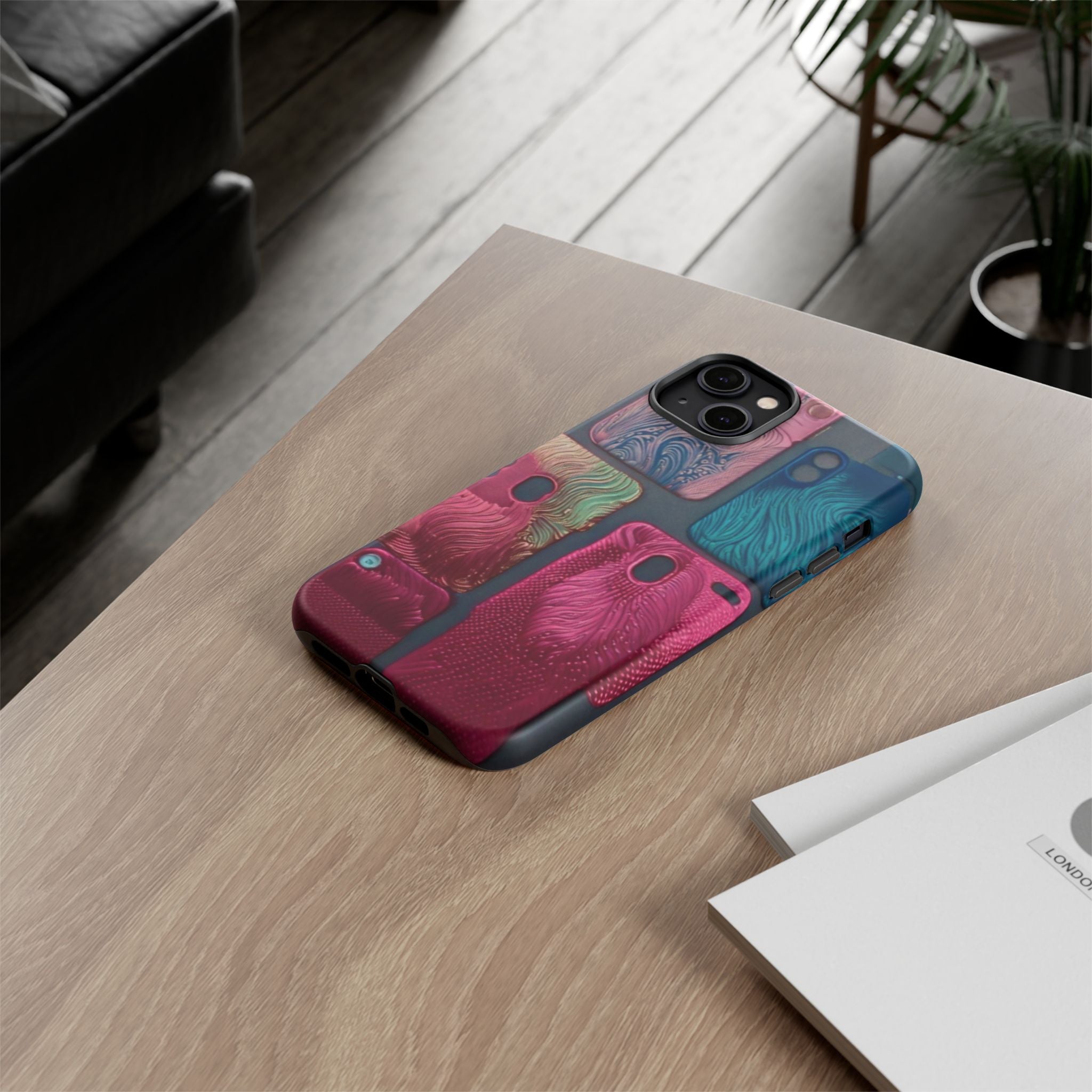 Tough Case - Colorful Textured Phone Case (Protective, Artistic Swirl Design)