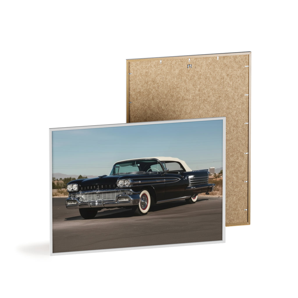 Vintage Black Classic Car Poster with Wooden Frame — Retro Automobile Wall Art