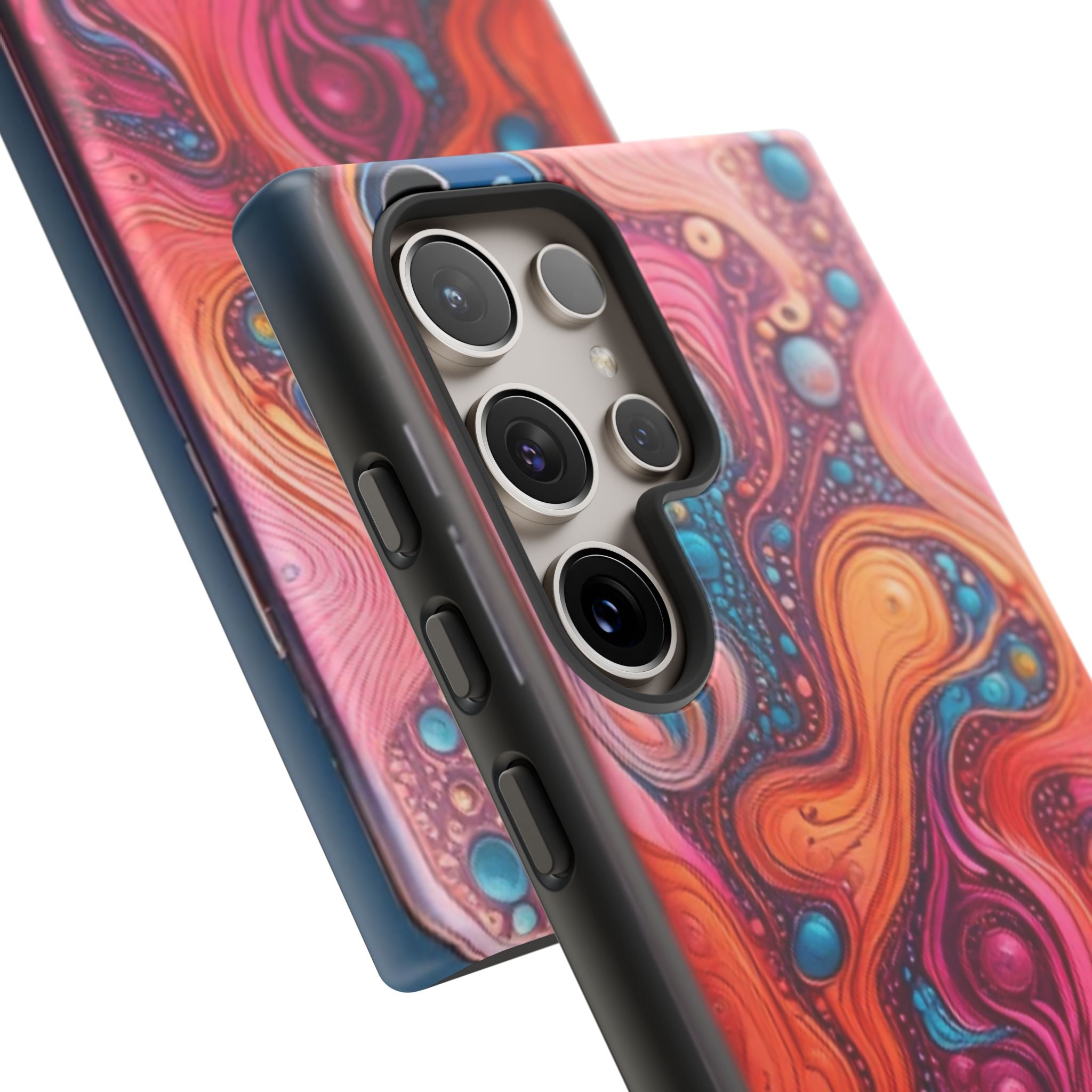 Abstract Swirl Tough Phone Case — Colorful Liquid Art Protective Cover
