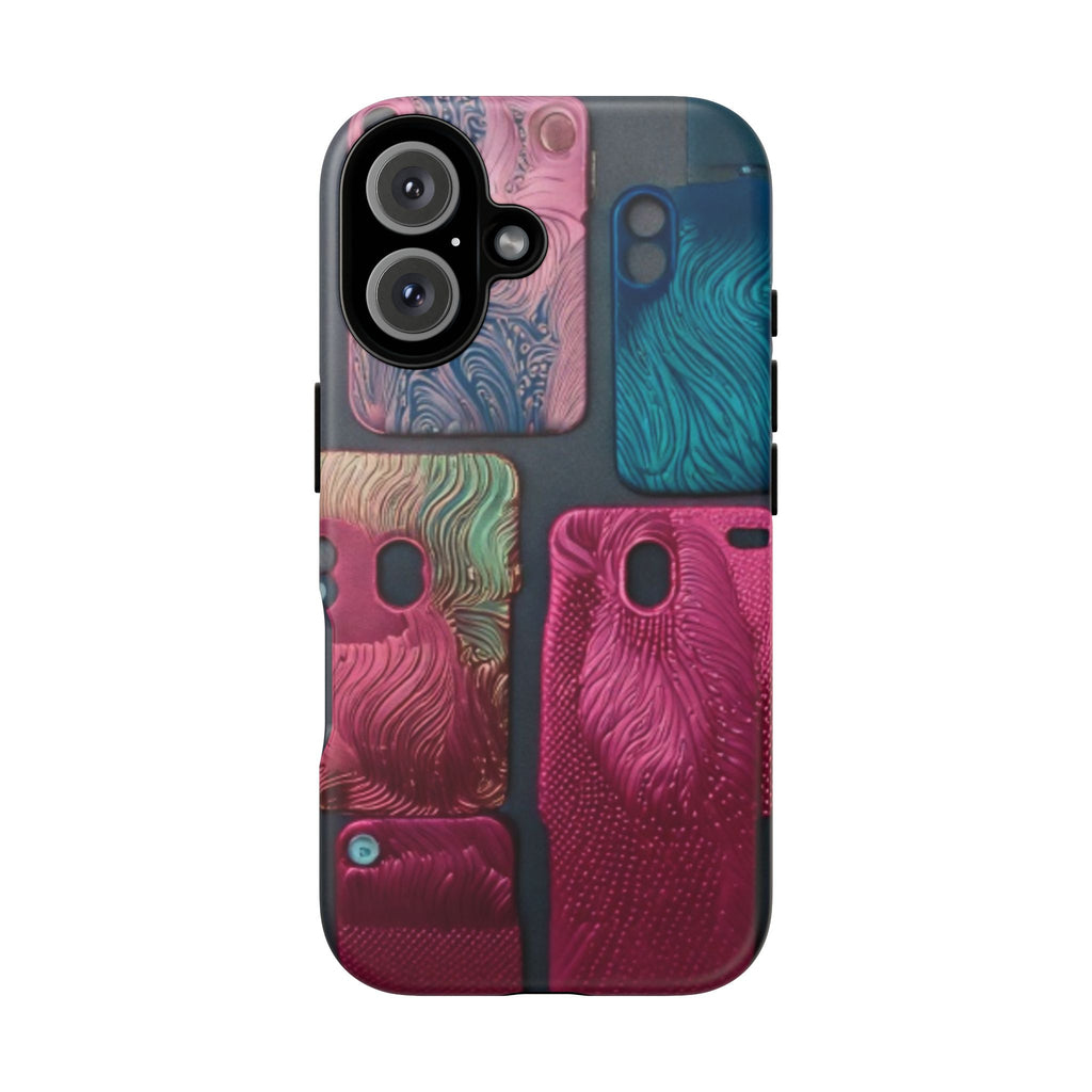 Tough Case - Colorful Textured Phone Case (Protective, Artistic Swirl Design)