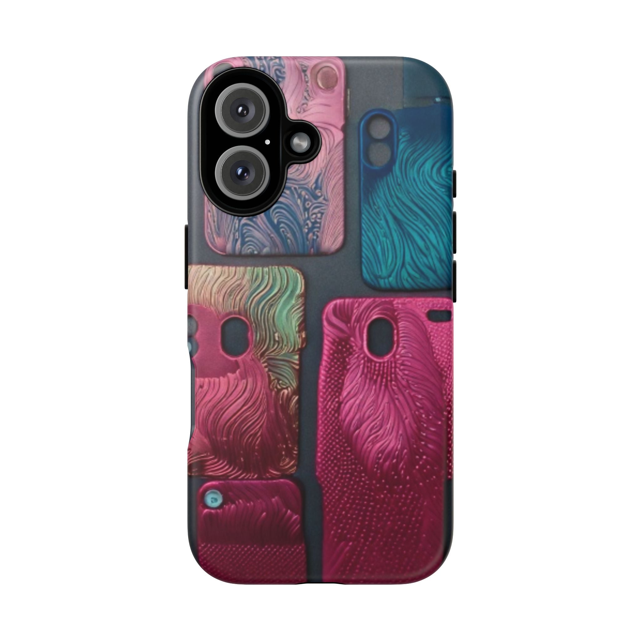 Tough Case - Colorful Textured Phone Case (Protective, Artistic Swirl Design)
