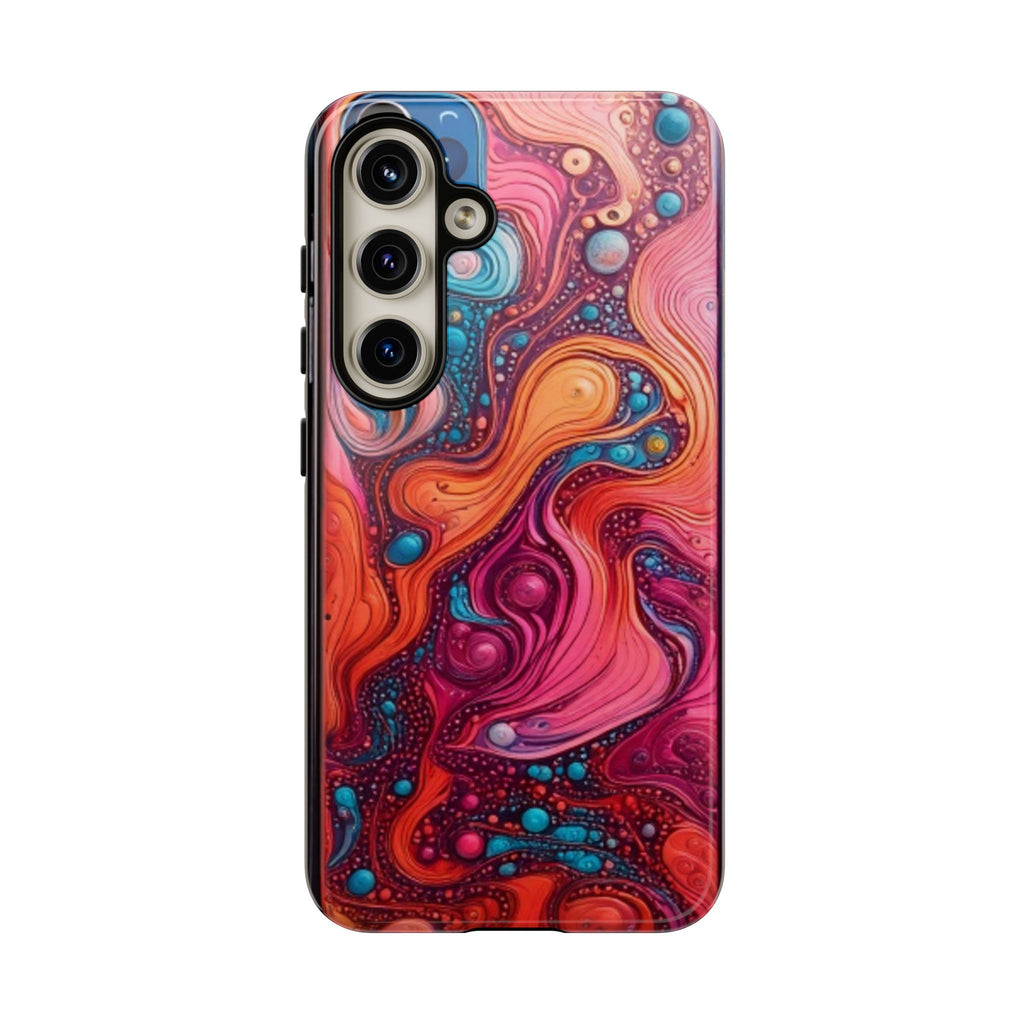 Abstract Swirl Tough Phone Case — Colorful Liquid Art Protective Cover