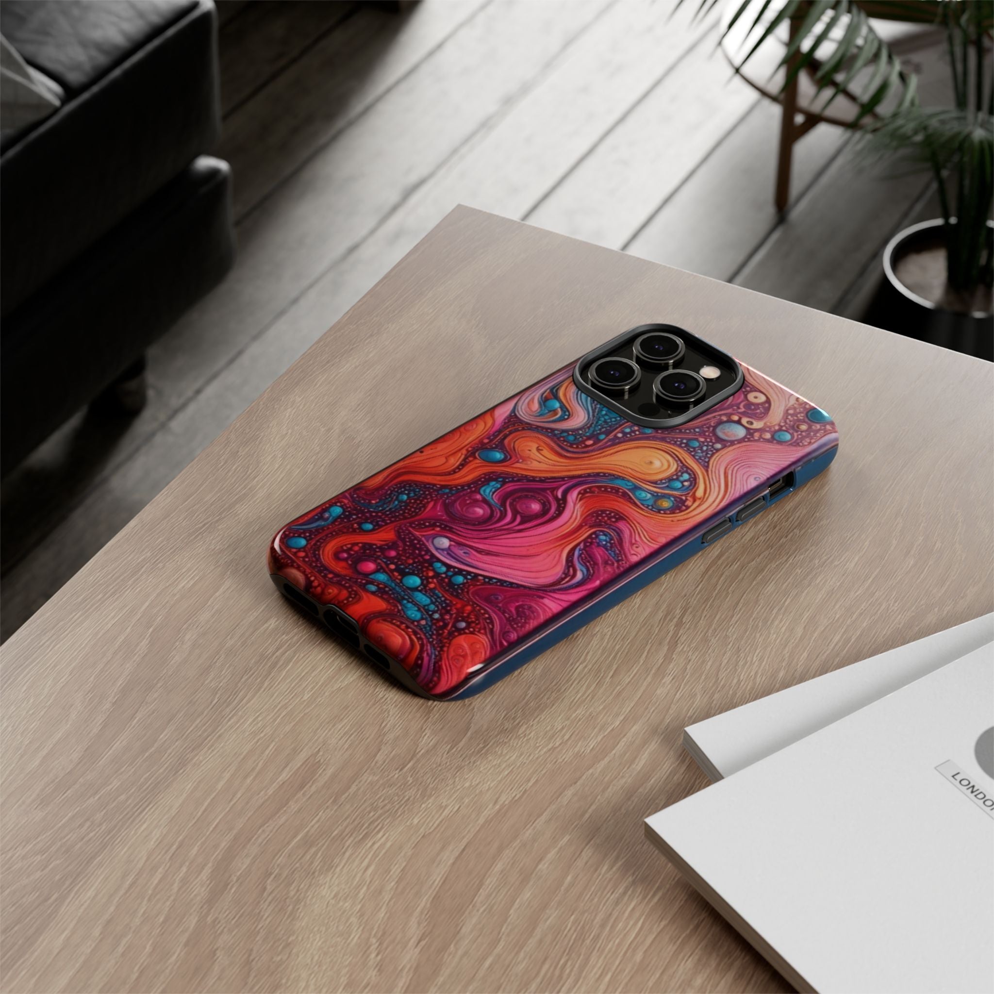 Abstract Swirl Tough Phone Case — Colorful Liquid Art Protective Cover