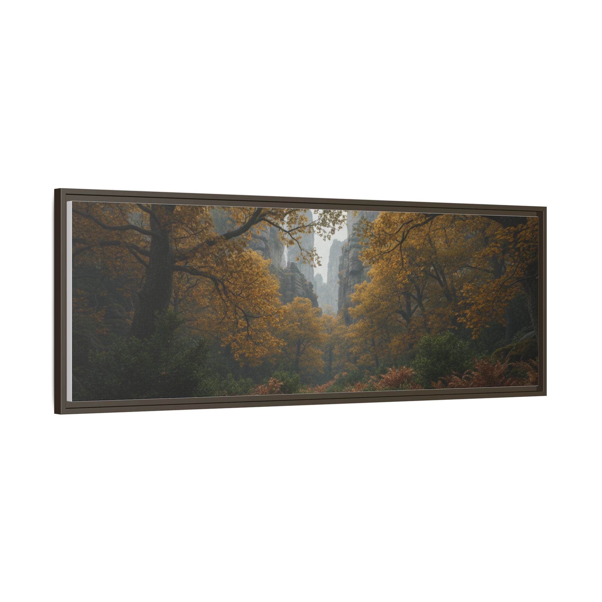 Autumn Forest Path Matte Canvas Print — Framed Wall Art