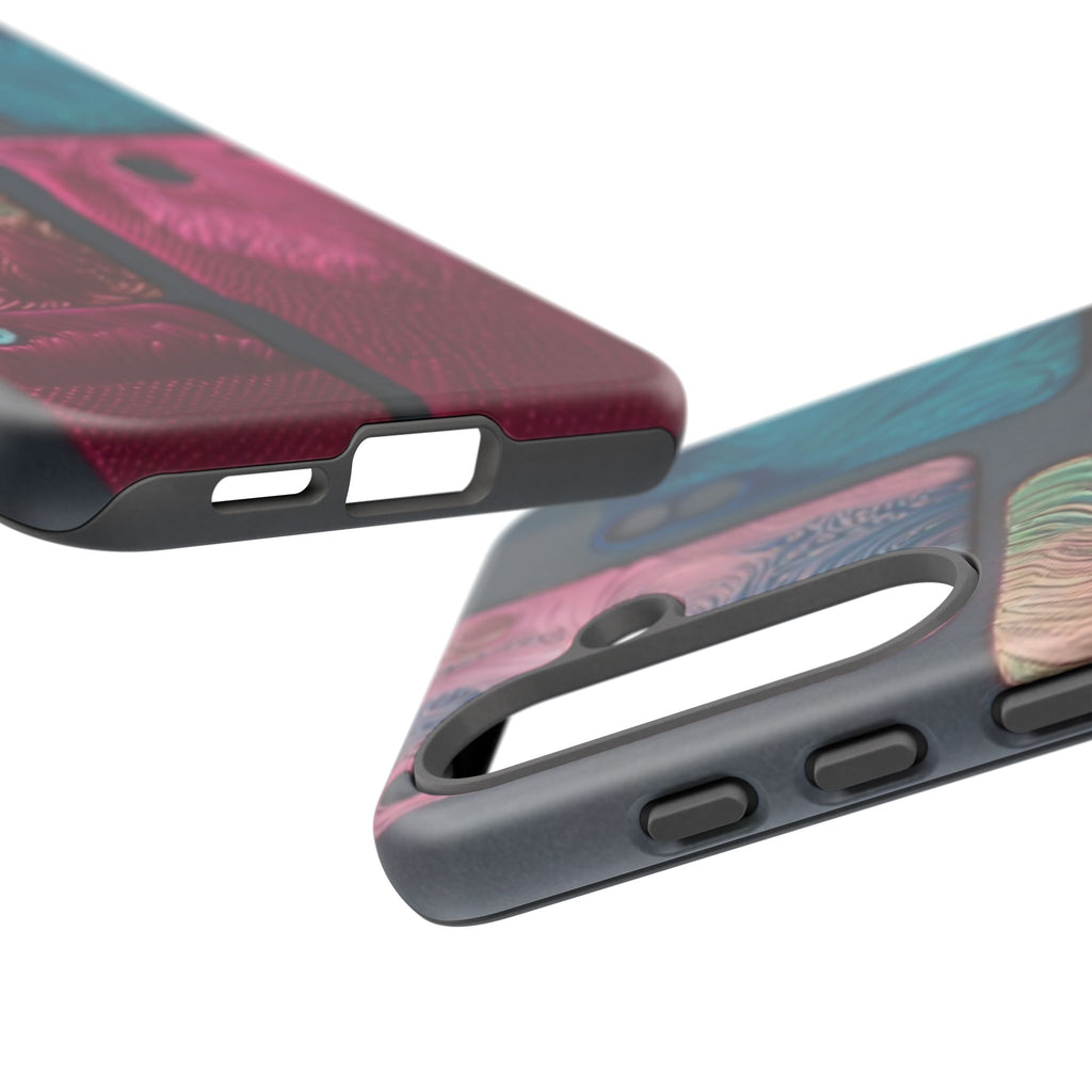 Tough Case - Colorful Textured Phone Case (Protective, Artistic Swirl Design)