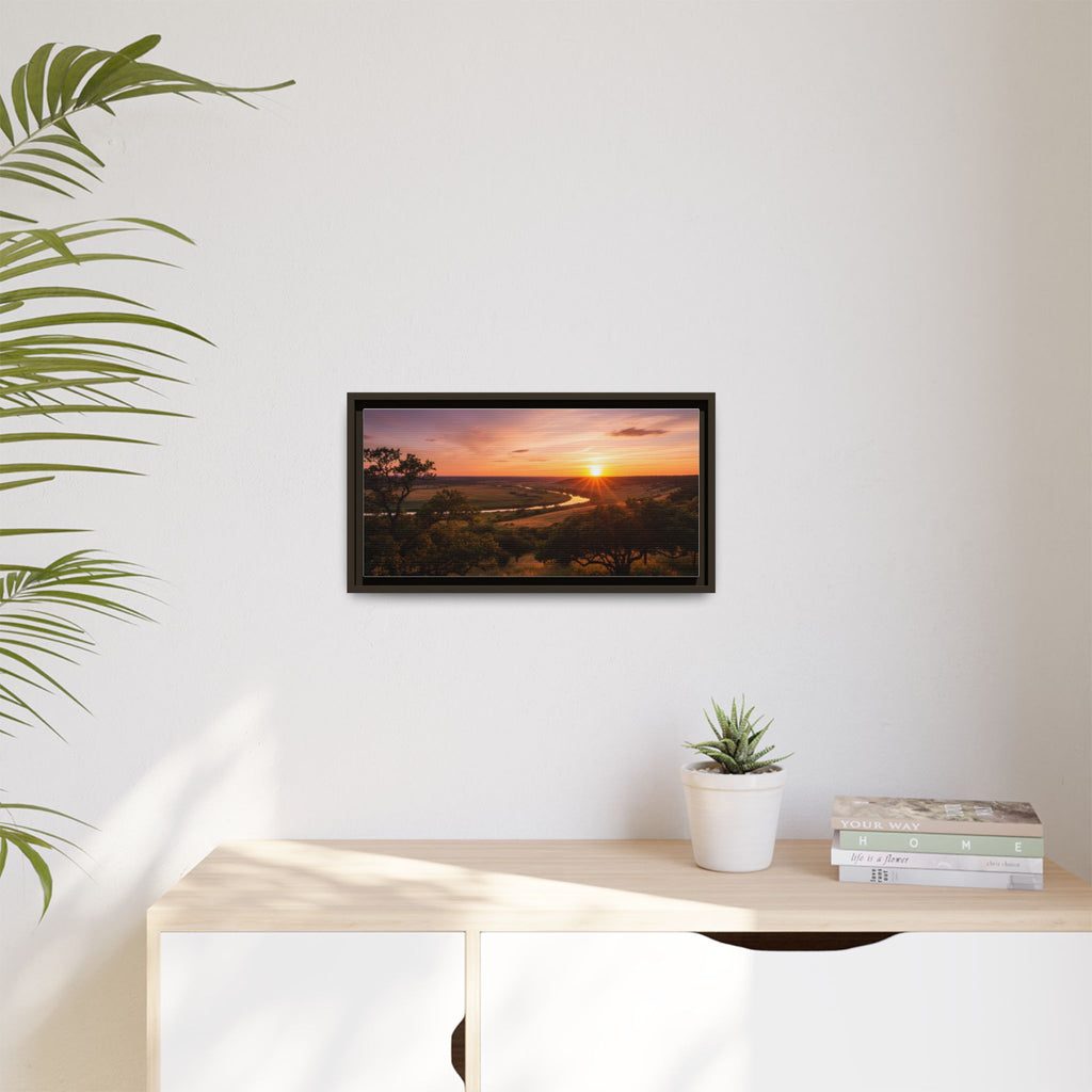 Sunset River Matte Canvas Framed Wall Art