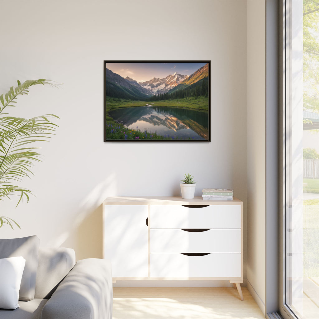 Matte Framed Canvas - Mountain Lake Landscape Wall Art