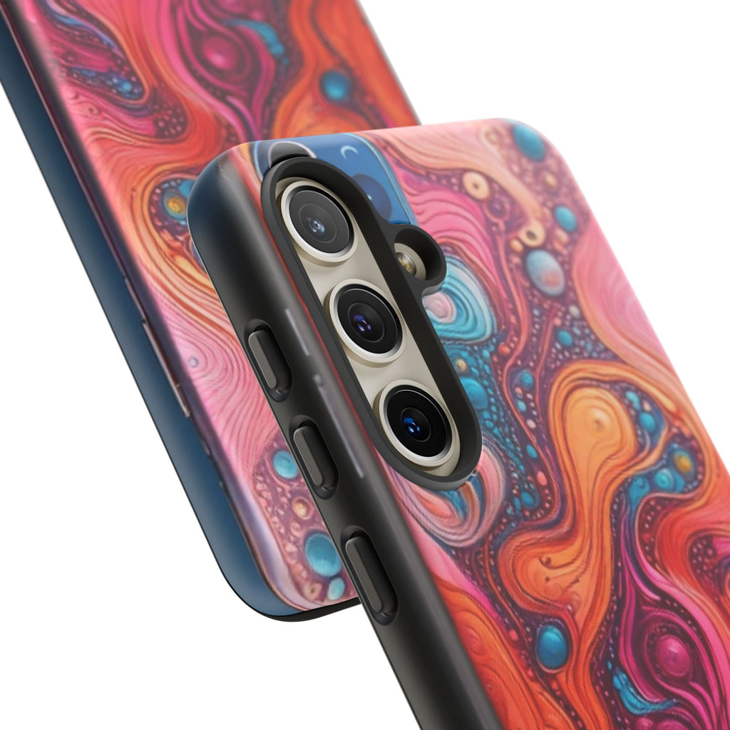 Abstract Swirl Tough Phone Case — Colorful Liquid Art Protective Cover
